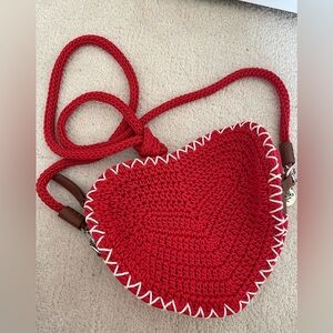 The Sak Red Woven Heart Crossbody Bag like new